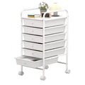 White 6 Tier Rolling Storage Cart with 6 Drawers S51844