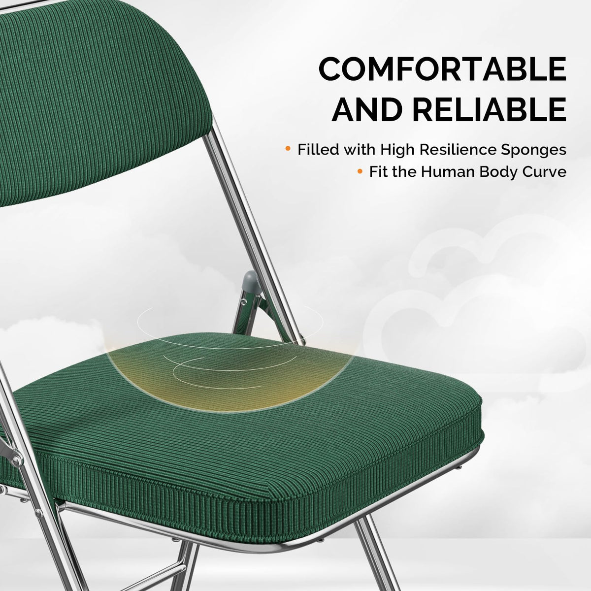 2 Pack Olive Green Folding Chairs with Padded Seat R61237