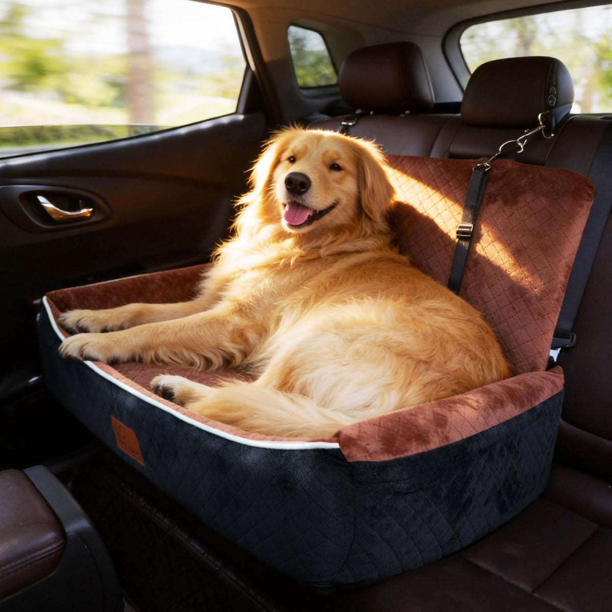Large Dog Car Seat Portable Travel Dog Bed Velvet Memory Foam C2675