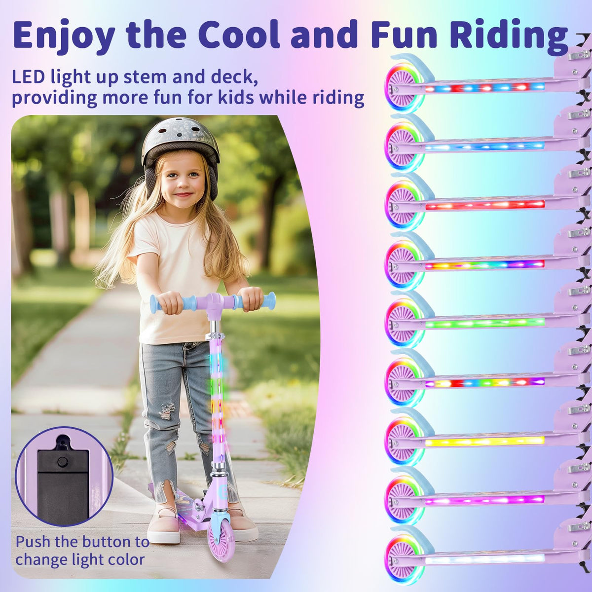 2 Wheel Folding Lightweight Kick Scooter with Light-Up Wheels X39975