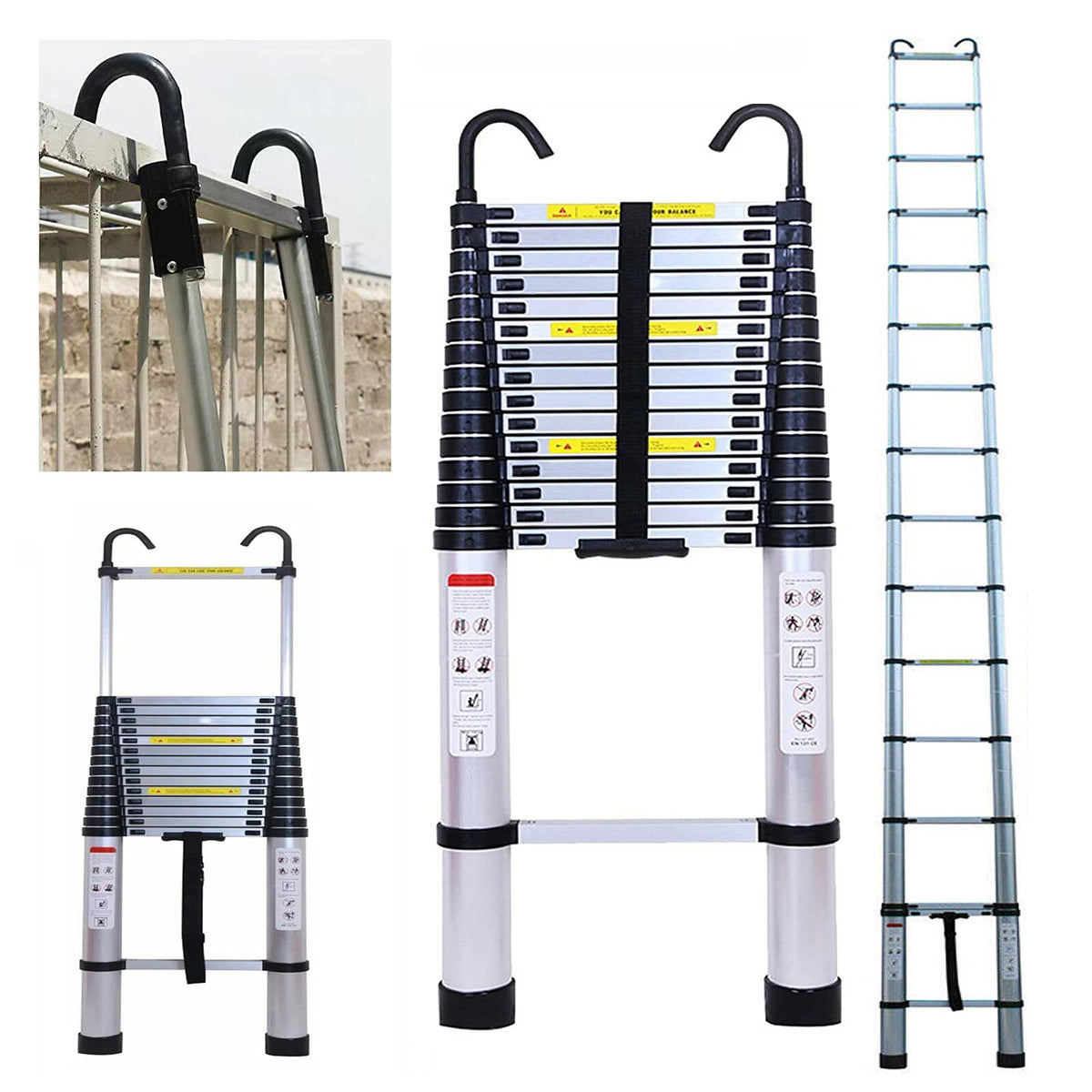 20.34 FT Aluminum Telescoping Extension Ladder 330lbs Capacity R431500