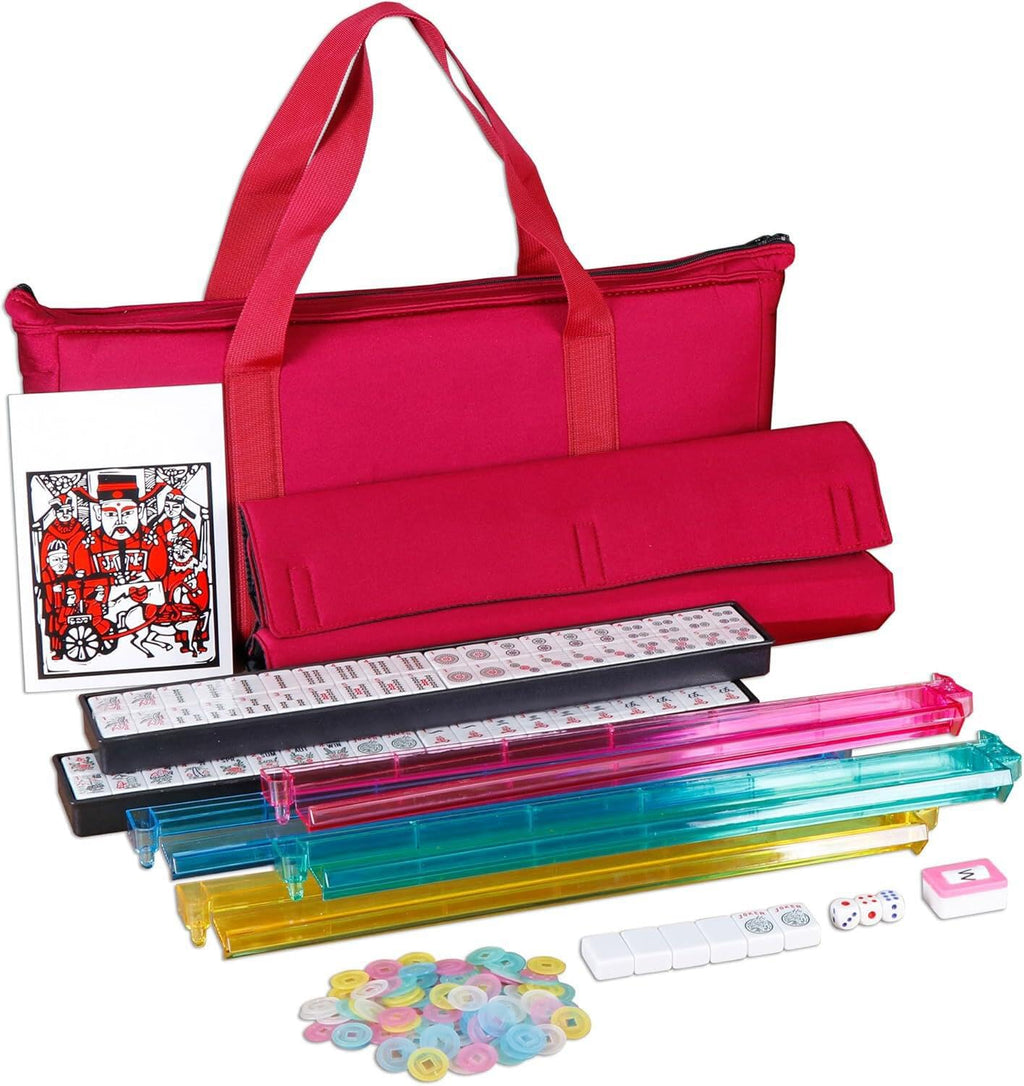 166 Tiles Mahjong Set with Racks Pushers Bag V617847