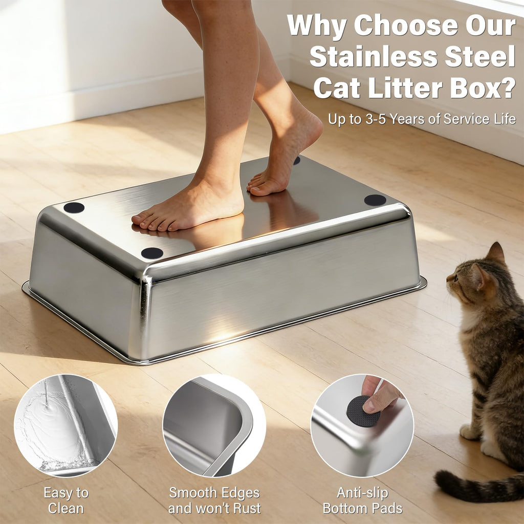 XL Stainless Steel Enclosed Cat Litter Box with Lid T5730