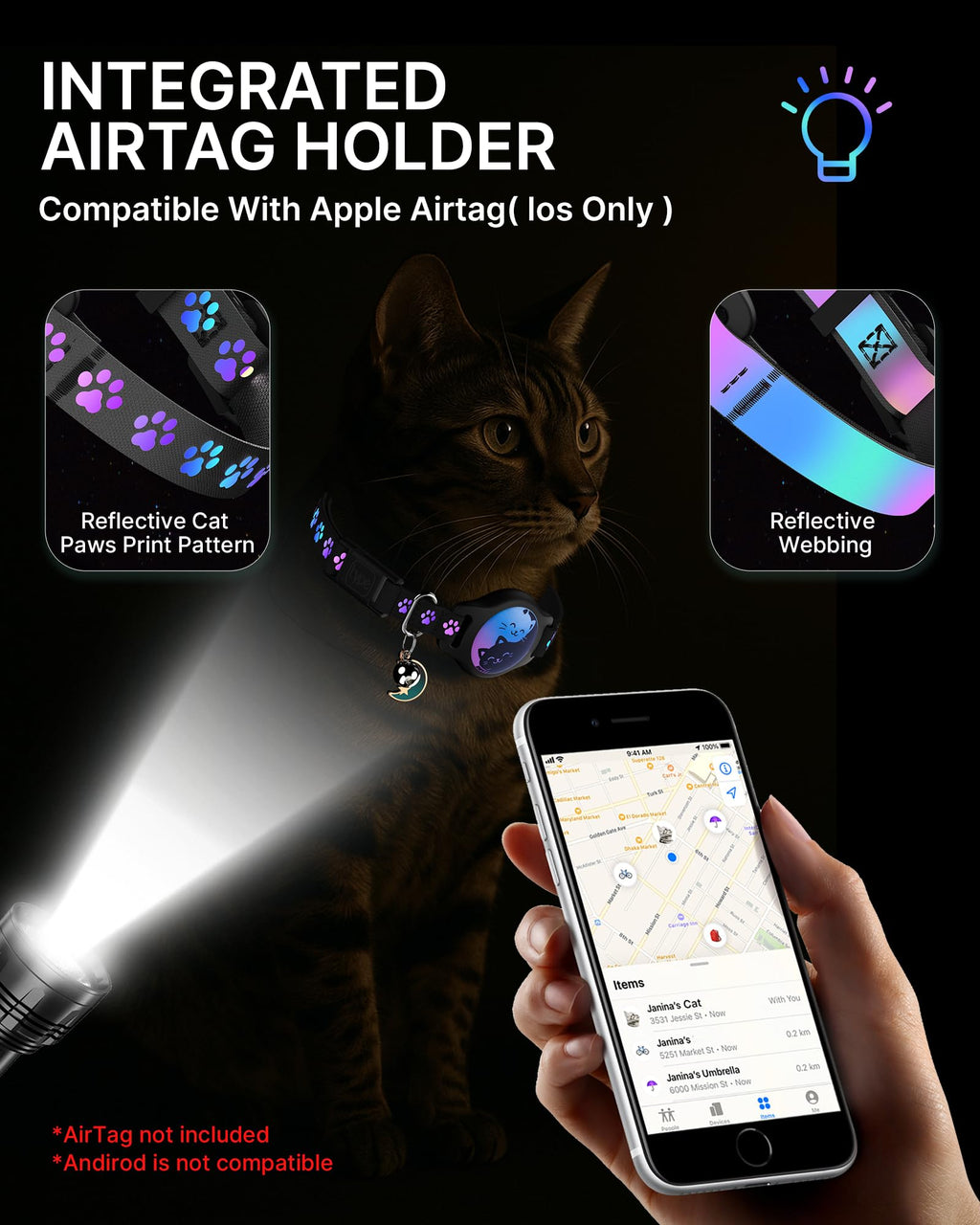 Cat Collar with AirTag Holder 2 Pack U19140