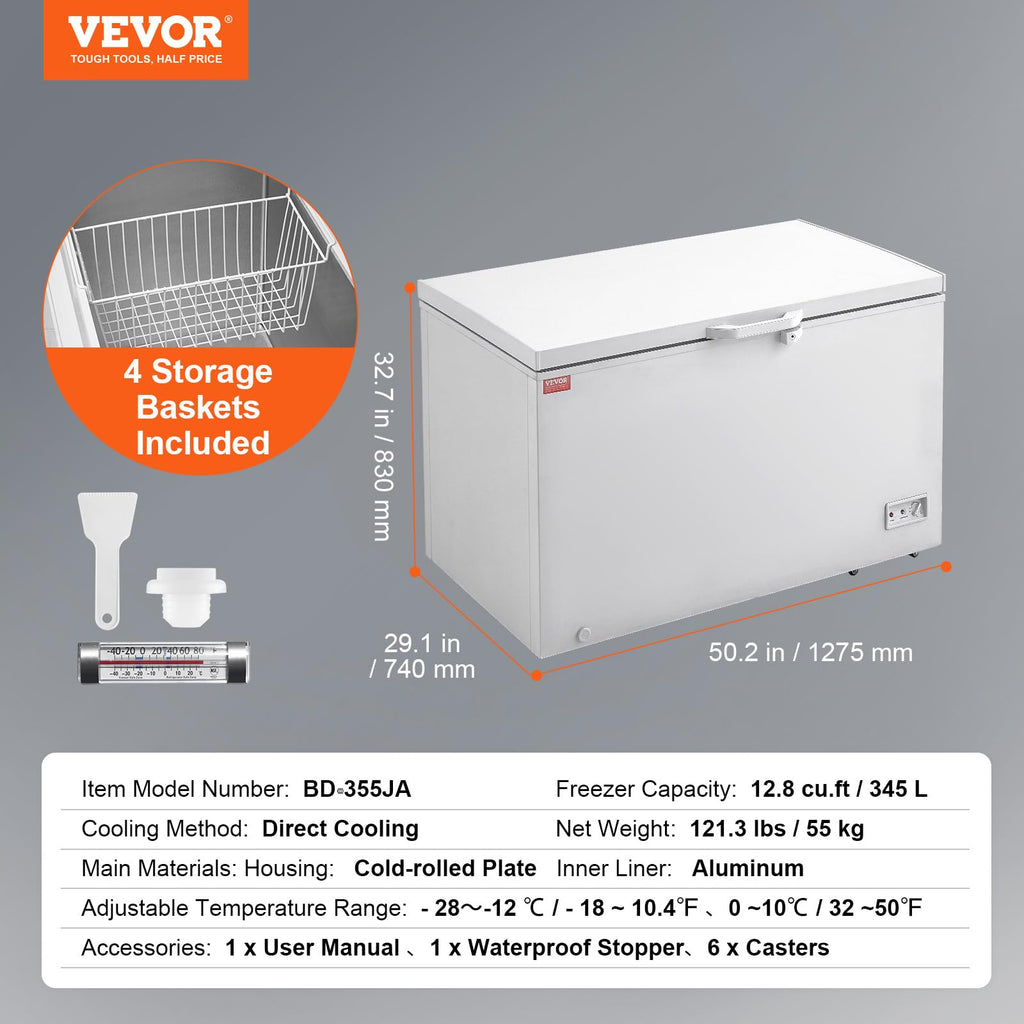 12.8 Cu.ft Chest Freezer with 4 Removable Baskets F14216