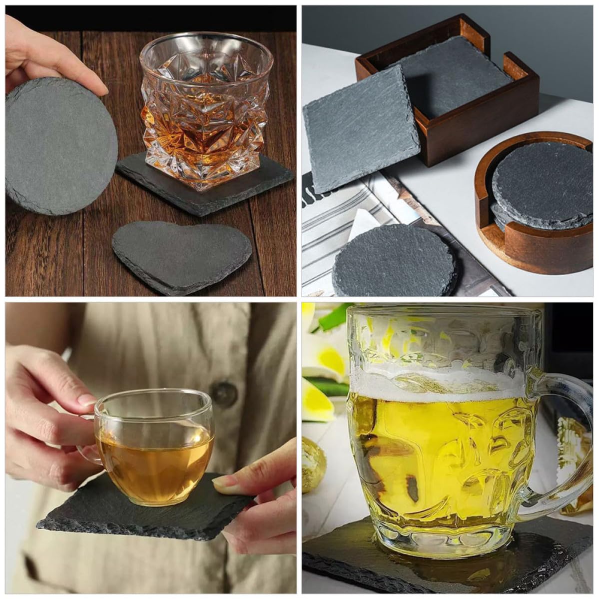 12pcs Natural Stone Coasters with Non Slip Bottom W679653