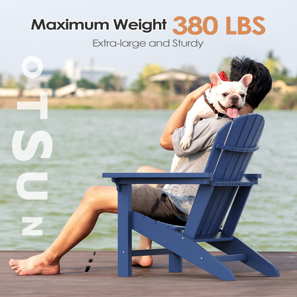HDPE All-Weather Adirondack Chair 380 lbs Capacity Dark Blue I399