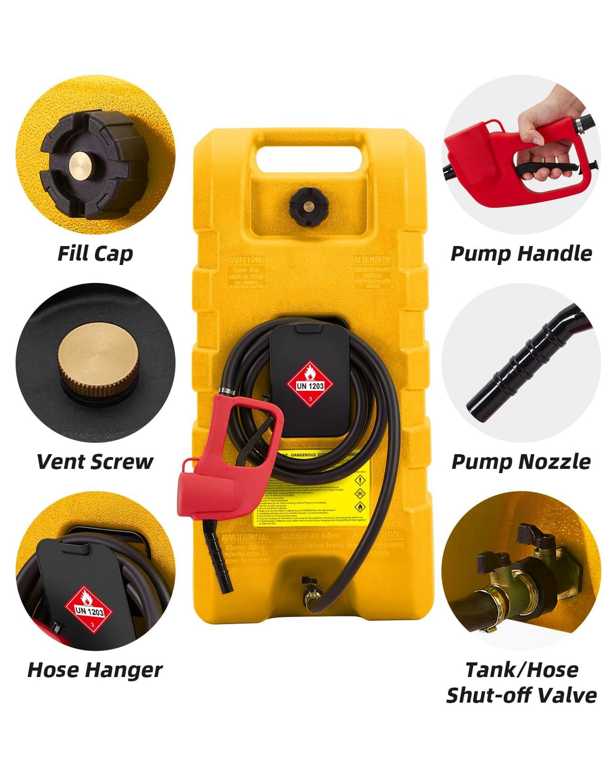 15 Gallon Portable Gas Tank with Caster and 10Ft Hose A831326
