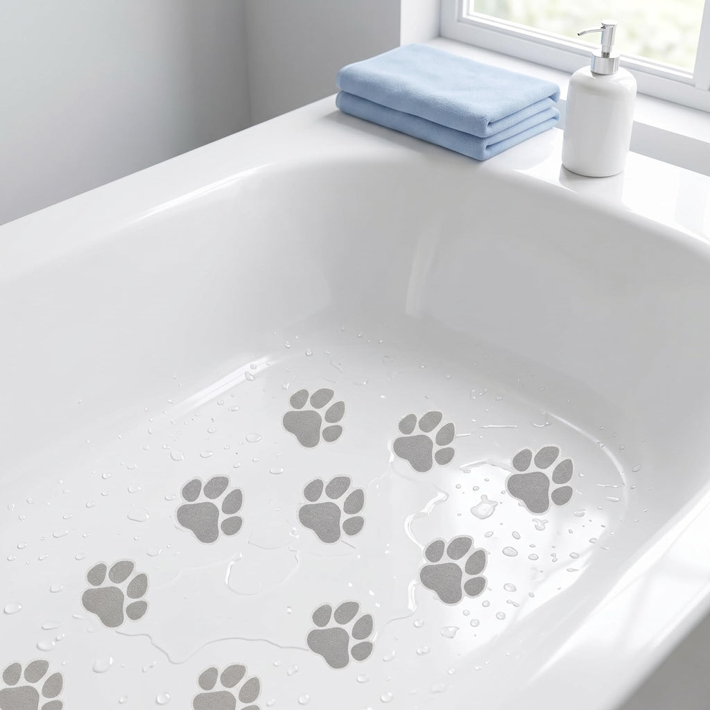Grey Checkered Dog Paw Non Slip Stickers M909284