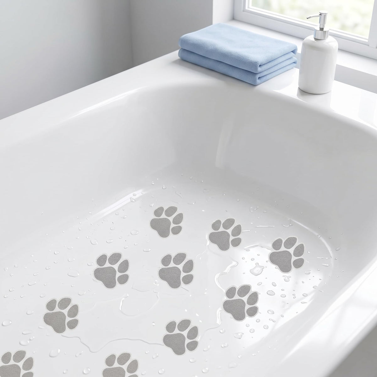 Grey Checkered Dog Paw Non Slip Stickers M909284