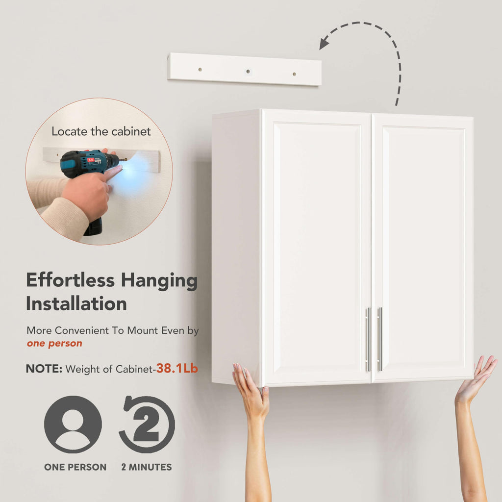 White Wall Cabinet with Adjustable Shelves O74633