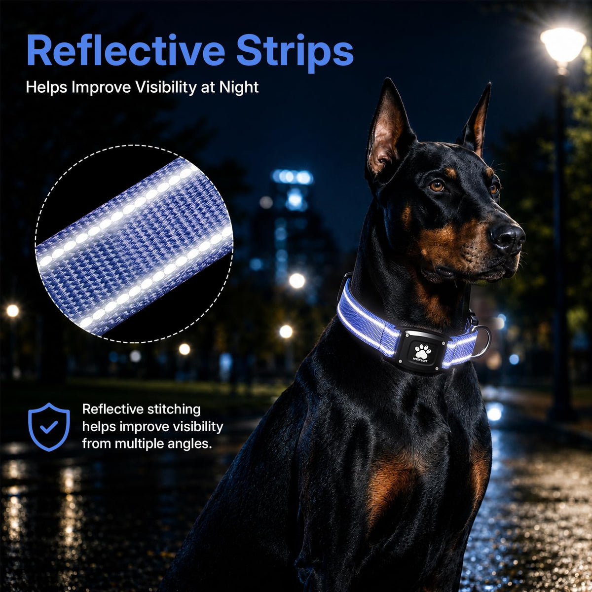GPS Dog Collar with Tracker, Waterproof, Blue, L M4960