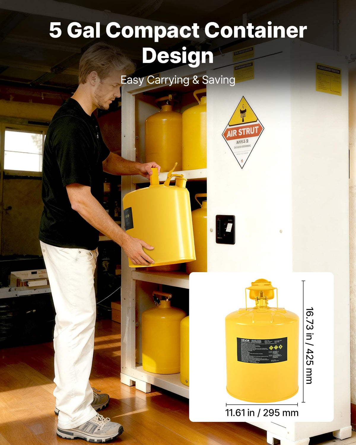 5 Gallon Type I Yellow Metal Container with Flame Arrester Q2786