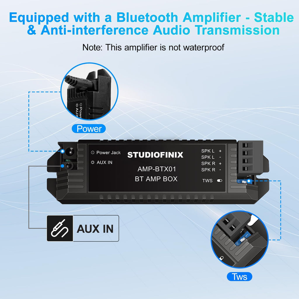4 Inch 80W Bluetooth Waterproof Marine Speakers 2 Way Black X8132