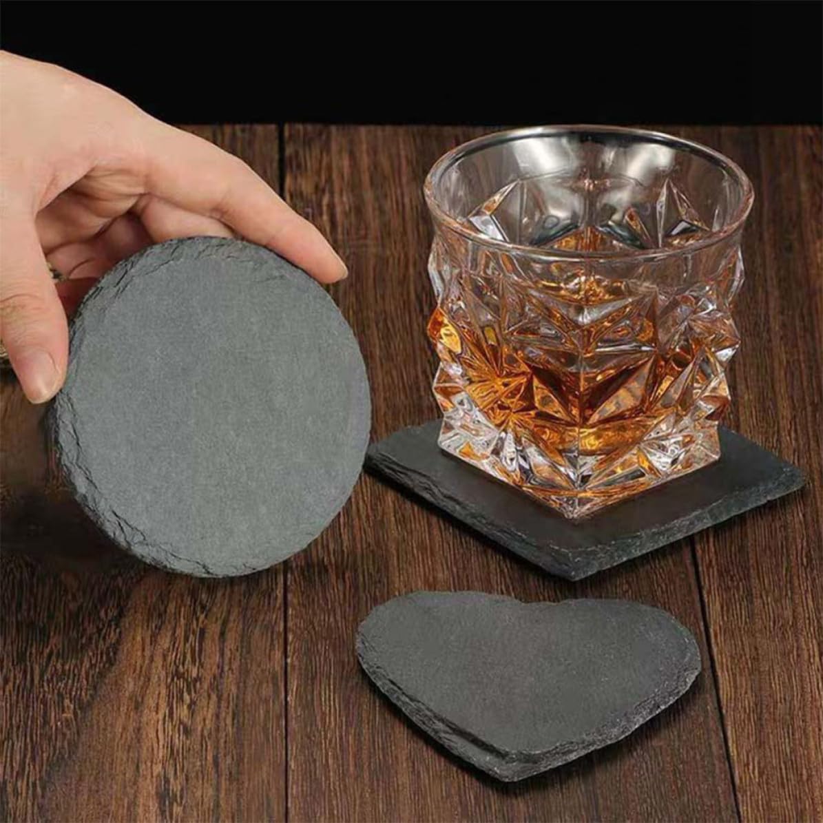 12pcs Natural Stone Coasters with Non Slip Bottom W679653