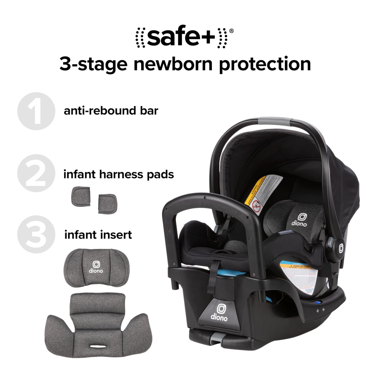 Infant Car Seat and Base, Rear-Facing 4-30lbs, Black J700733