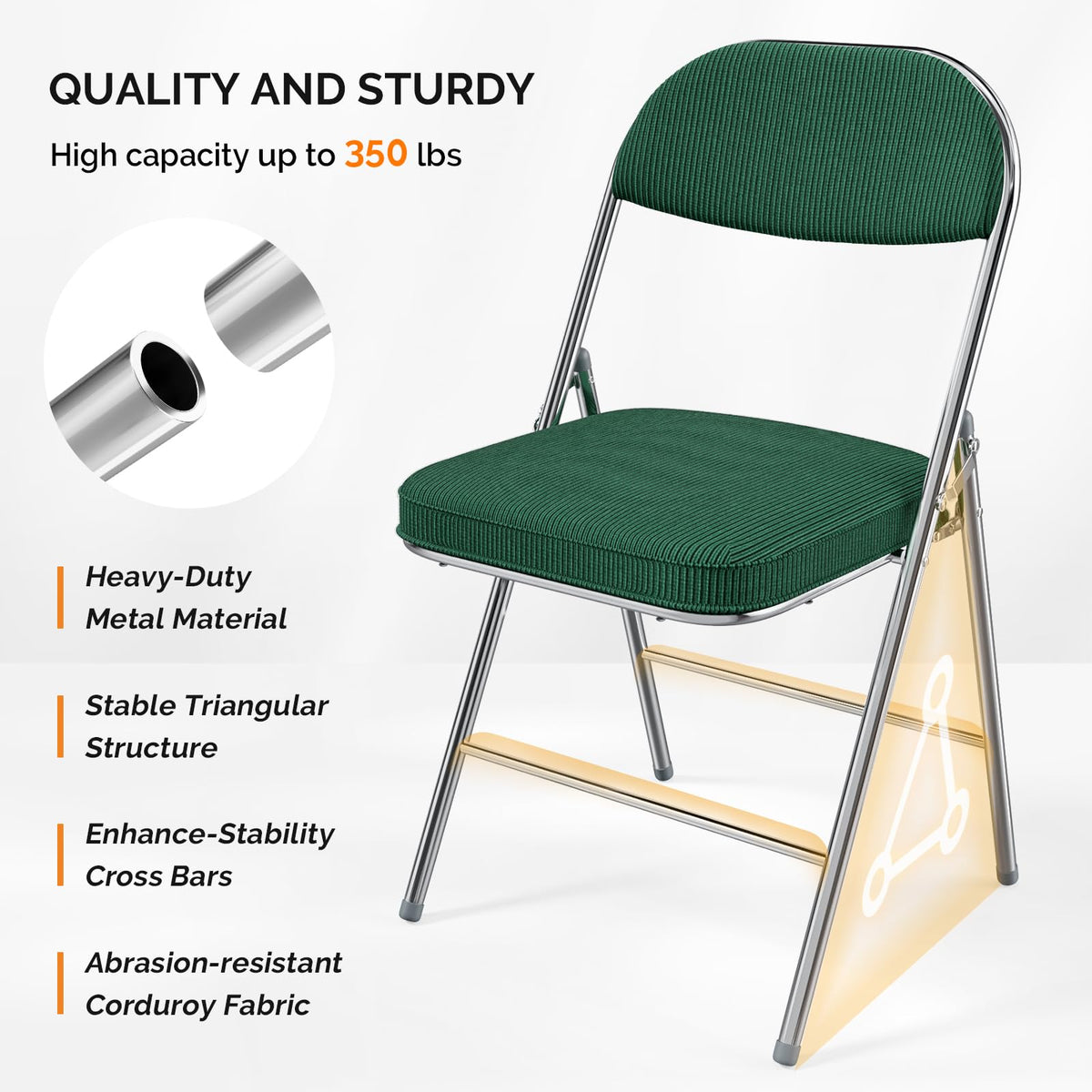 2 Pack Olive Green Folding Chairs with Padded Seat R61237