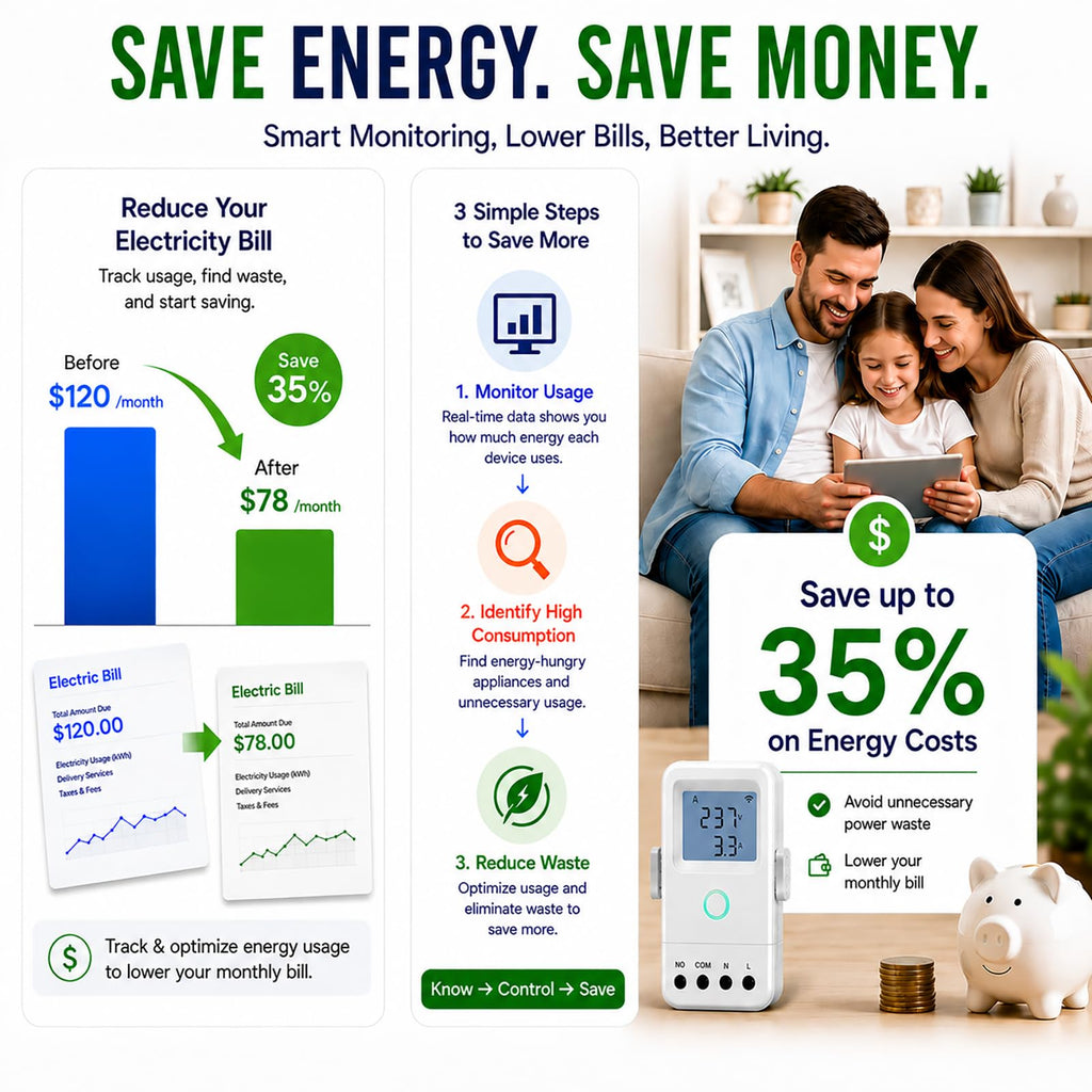 WiFi Home Energy Monitor with 3 80A CT Clamps H1325