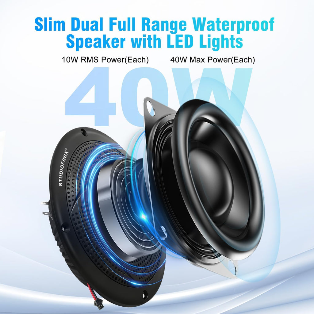 4 Inch 80W Bluetooth Waterproof Marine Speakers 2 Way Black X8132