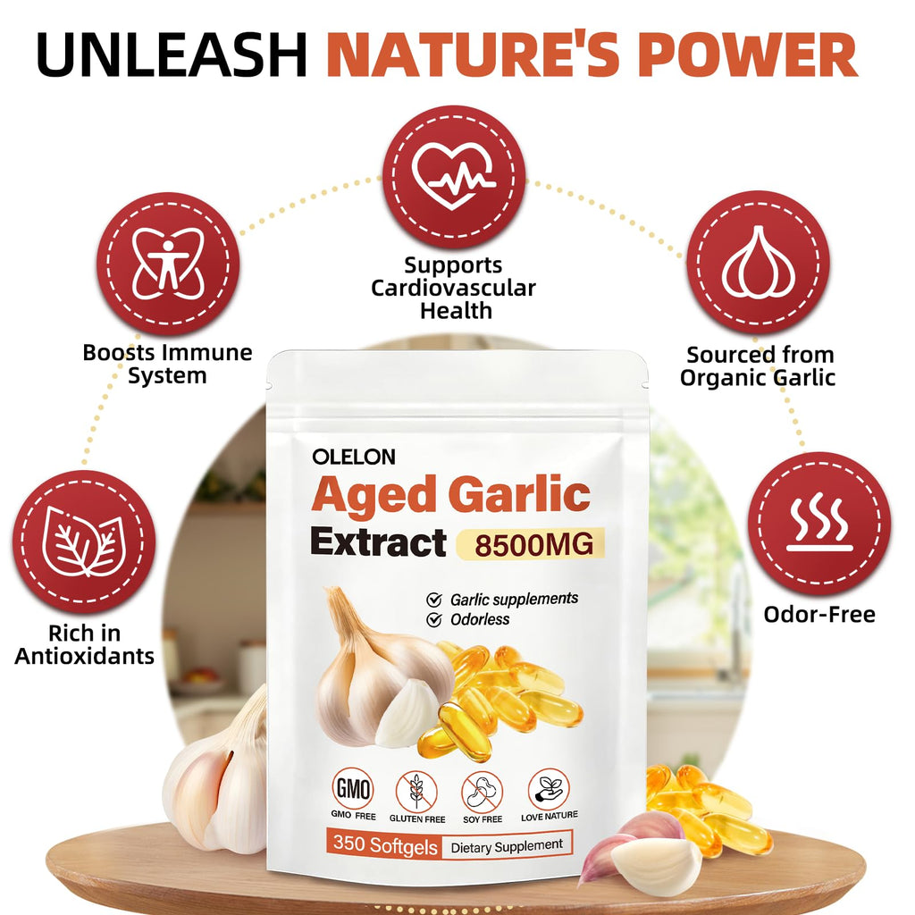 Aged Garlic Extract 350 Softgels Odorless Organic Garlic Supplement A1197