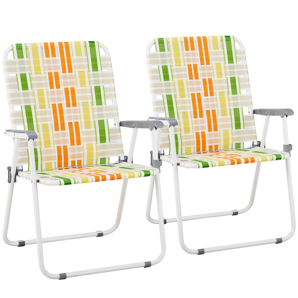 Set of 2 Webbed Folding Beach Chairs B660
