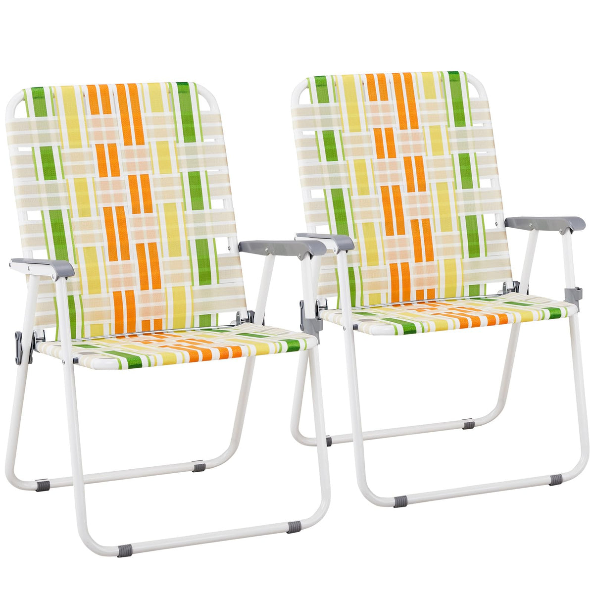 Set of 2 Webbed Folding Beach Chairs B660
