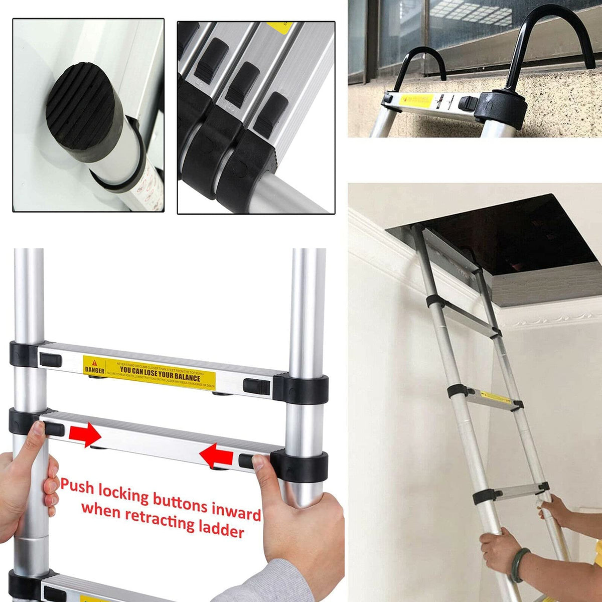 20.34 FT Aluminum Telescoping Extension Ladder 330lbs Capacity R431500
