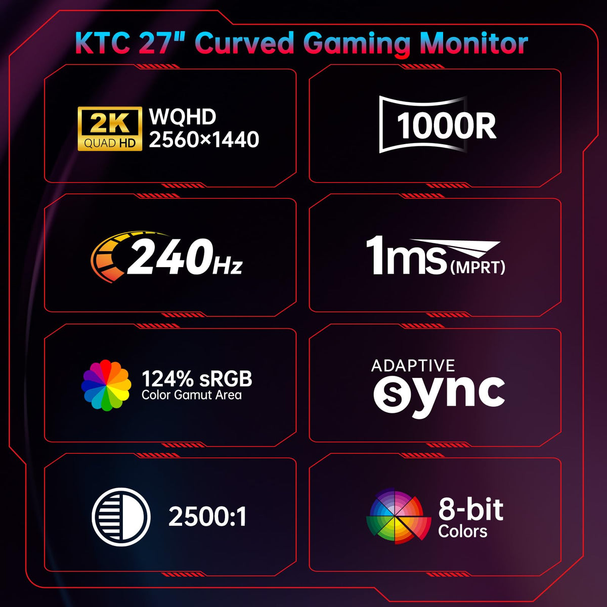 27 Inch 240Hz Curved 2K QHD Gaming Monitor I45049