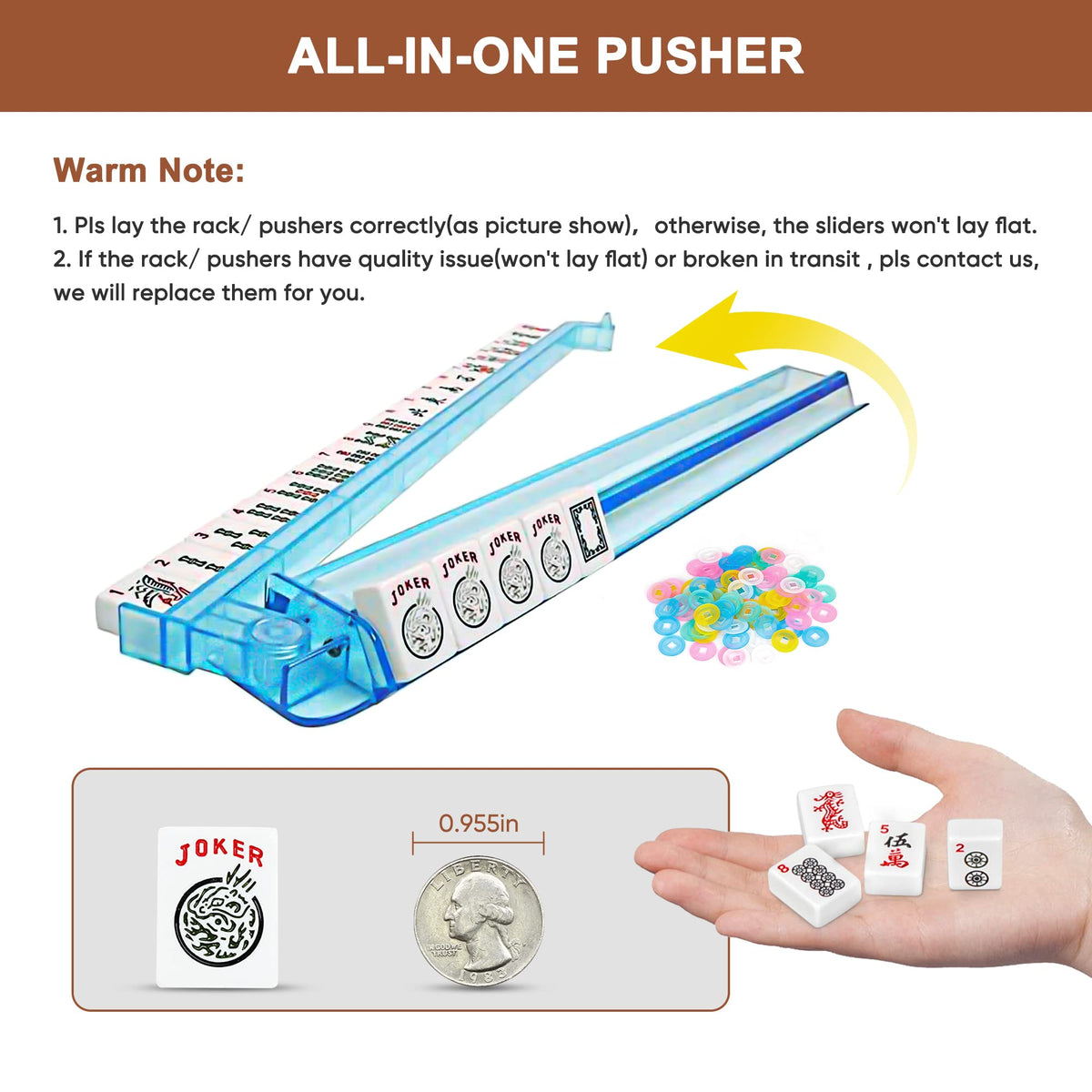 166 Tiles Mahjong Set with Racks Pushers Bag V617847