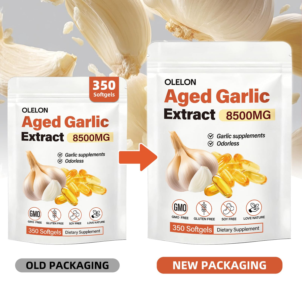 Aged Garlic Extract 350 Softgels Odorless Organic Garlic Supplement A1197
