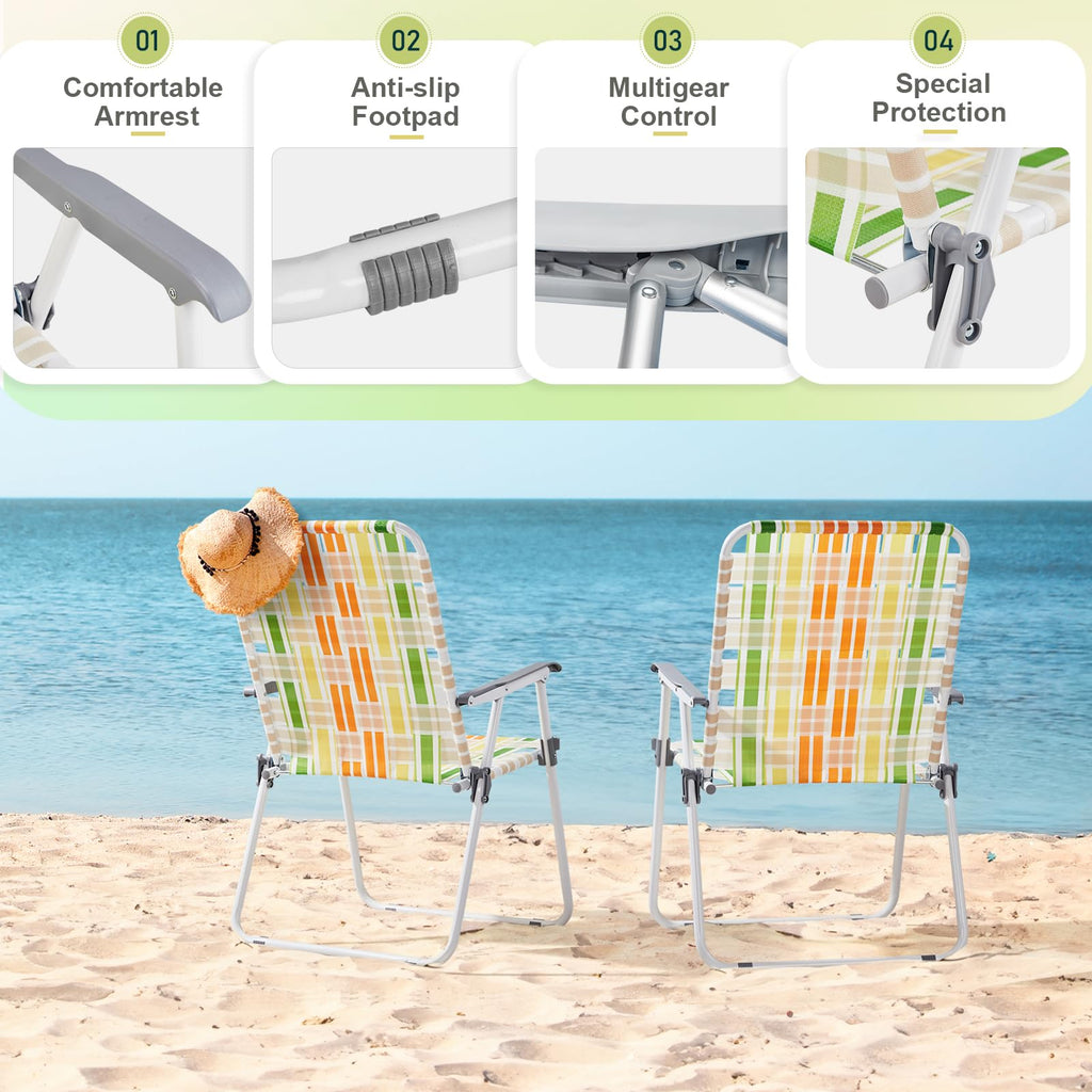 Set of 2 Webbed Folding Beach Chairs B660