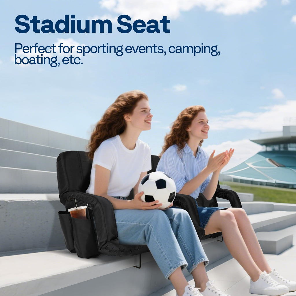 2 Pack Portable Padded Stadium Seats with Back Support and Cup Holder G483