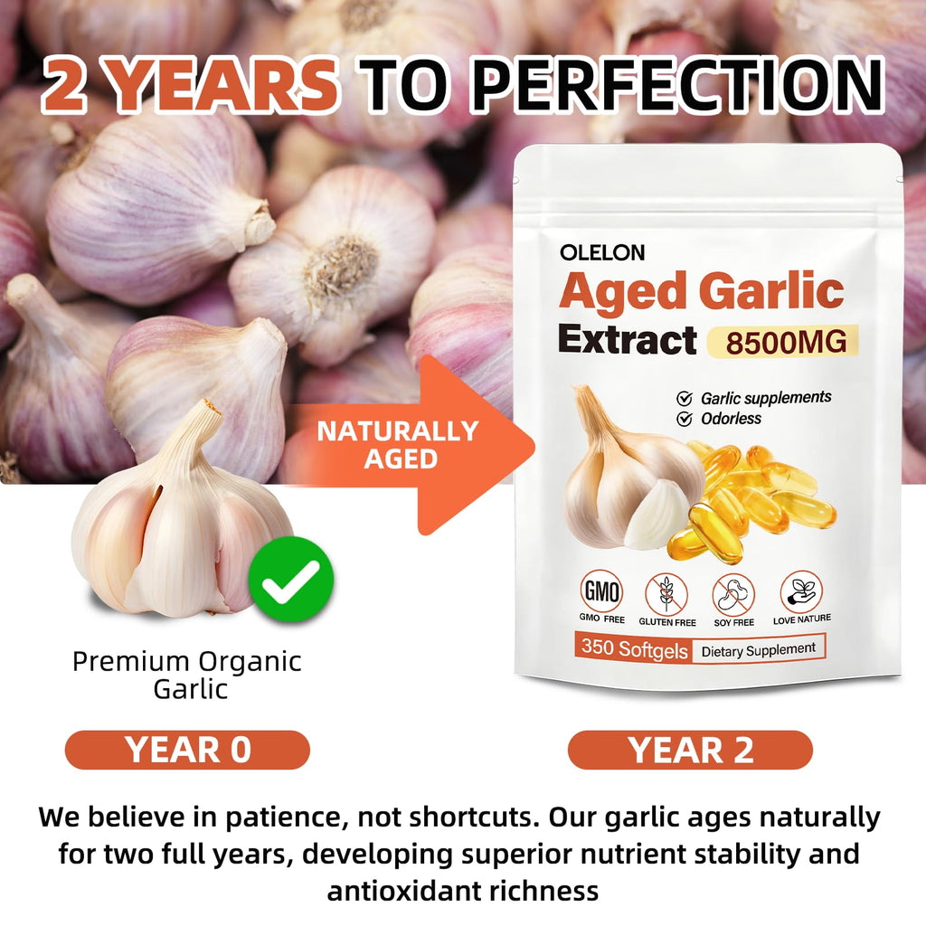 Aged Garlic Extract 350 Softgels Odorless Organic Garlic Supplement A1197