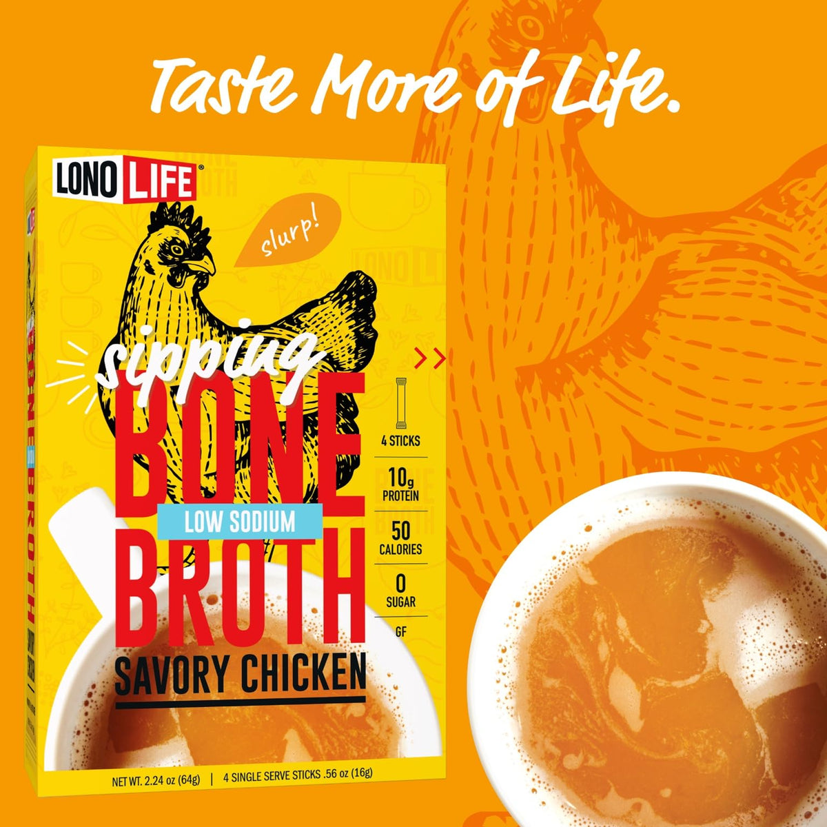 Low Sodium Chicken Bone Broth Powder, 10 Stick Packs H129483