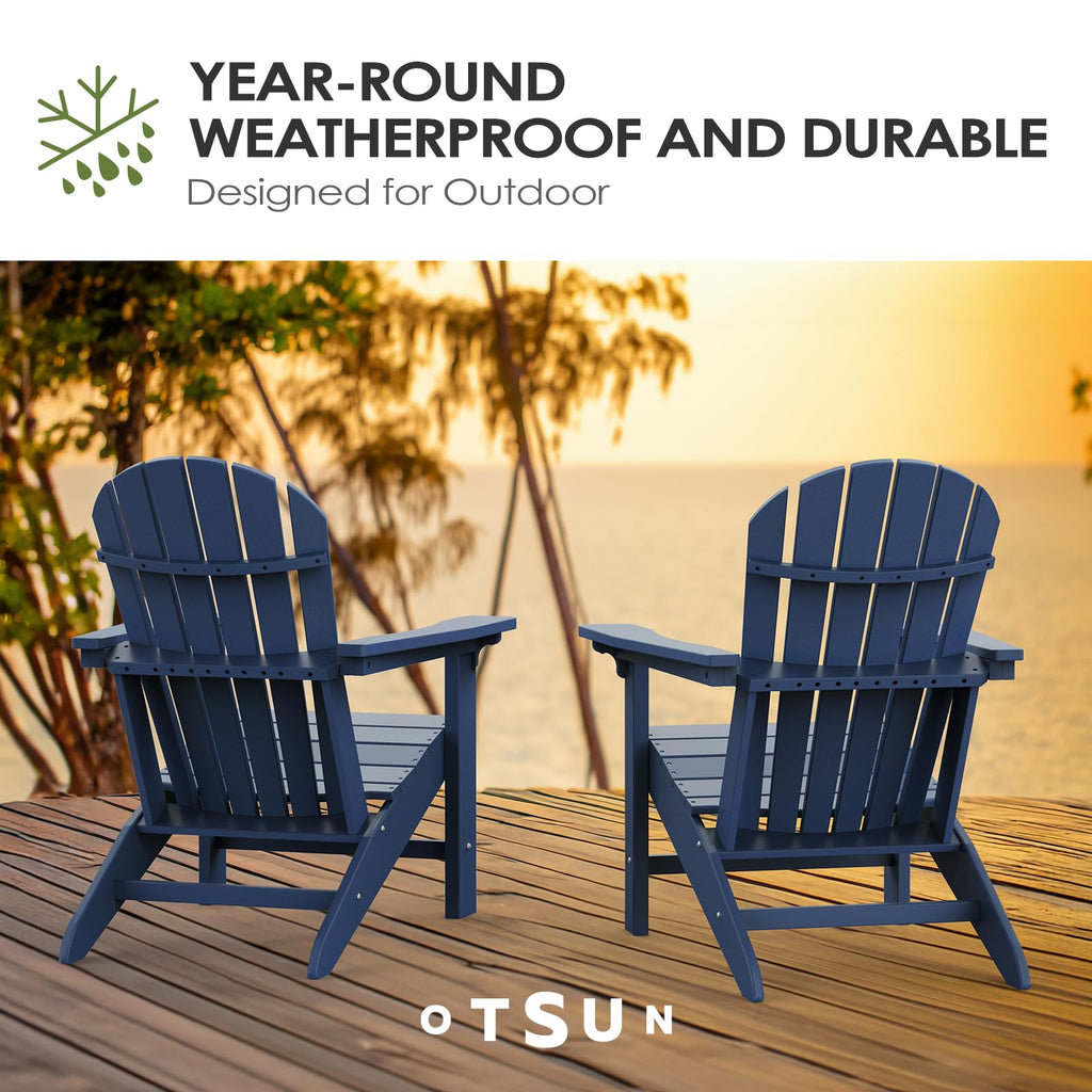HDPE All-Weather Adirondack Chair 380 lbs Capacity Dark Blue I399