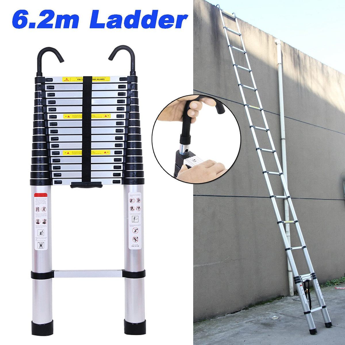 20.34 FT Aluminum Telescoping Extension Ladder 330lbs Capacity R431500
