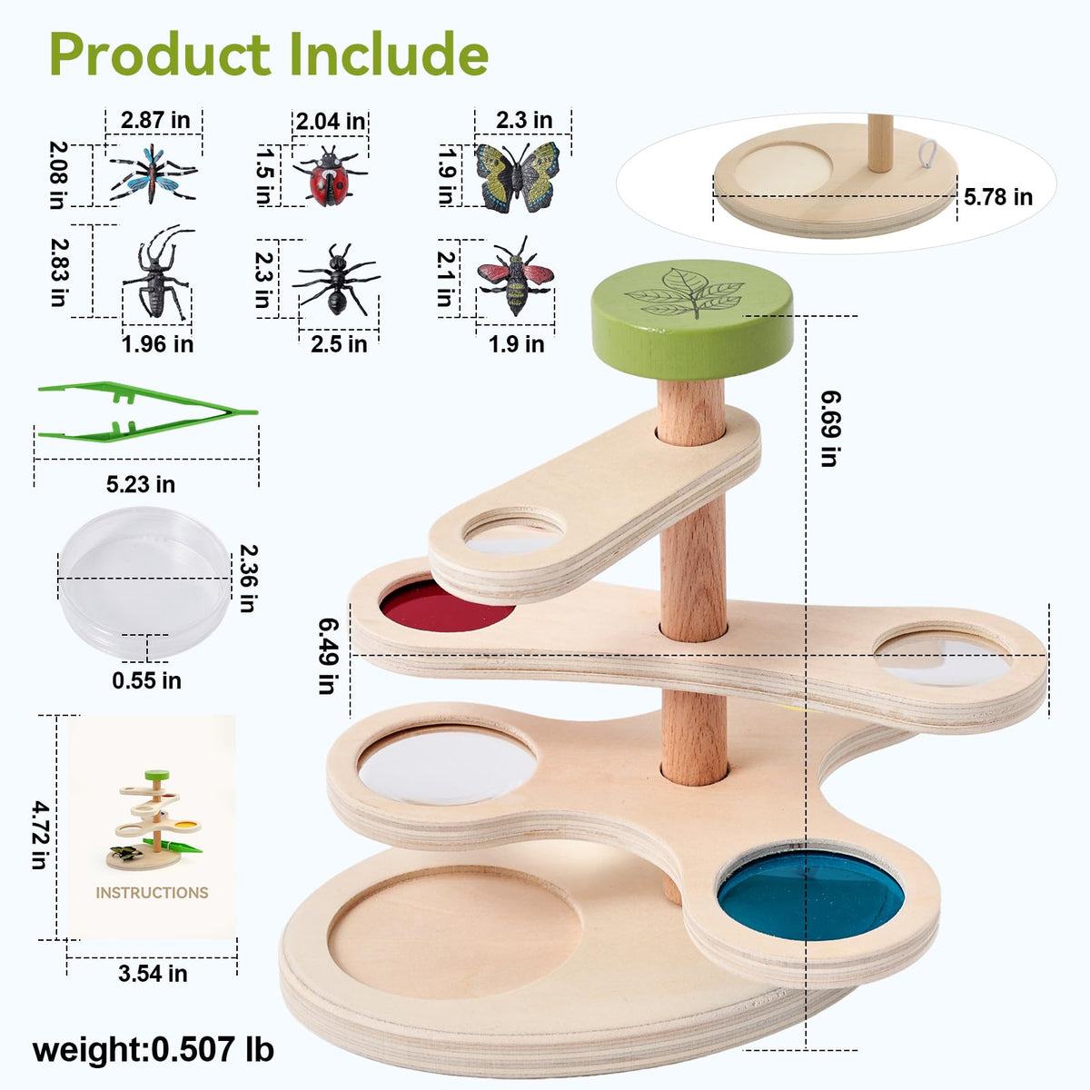 Insect Observation Kit with Tweezers, Petri Dish and 6 Insect Models Q585