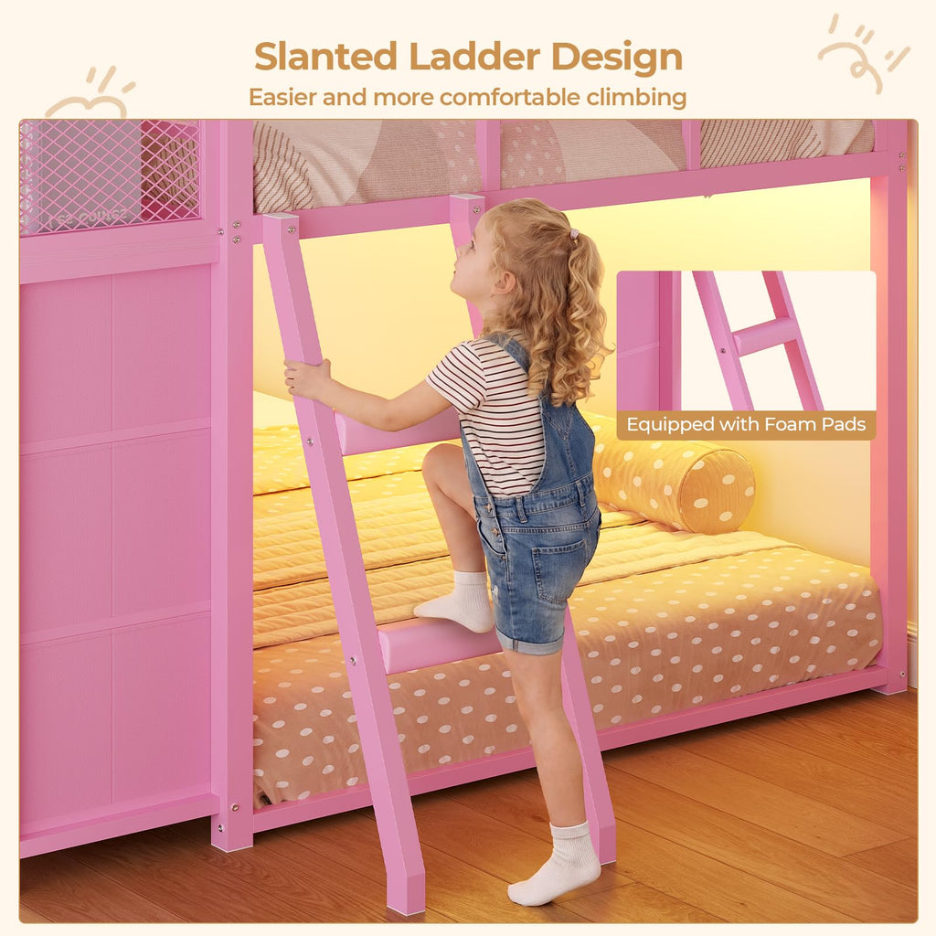 Twin Over Twin Bunk Bed with 8 Drawers & Bookshelf E1792