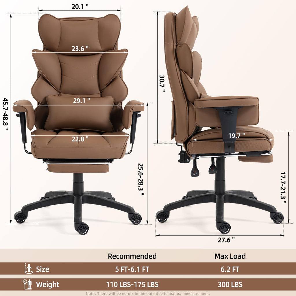 Brown Ergonomic Office Chair with Footrest B396