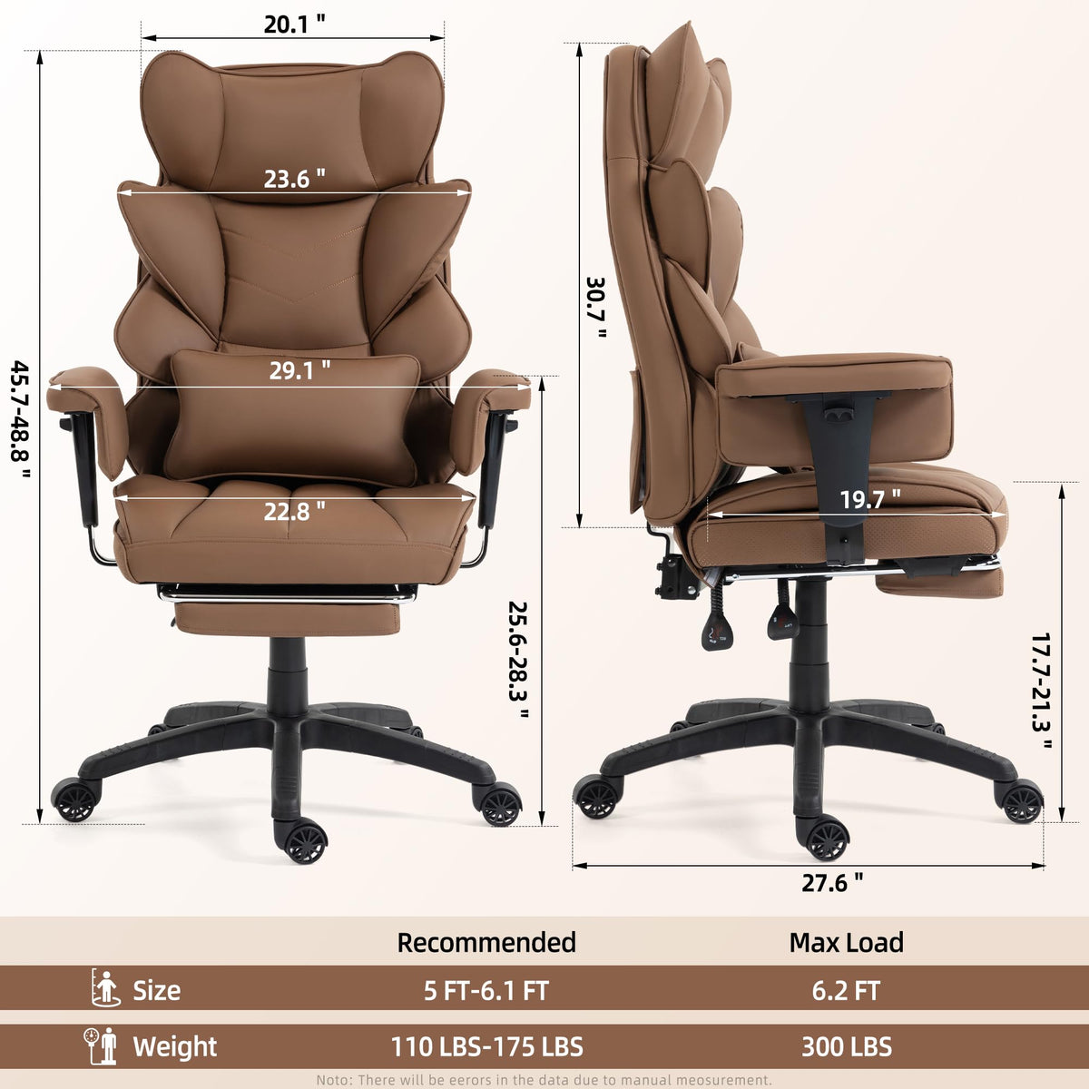 Brown Ergonomic Office Chair with Footrest B396