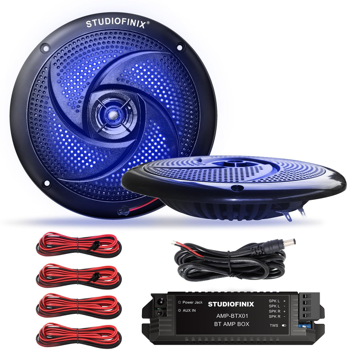 4 Inch 80W Bluetooth Waterproof Marine Speakers 2 Way Black X8132
