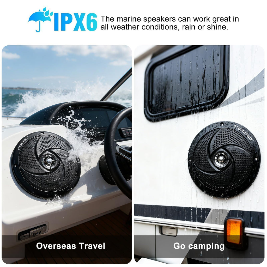 4 Inch 80W Bluetooth Waterproof Marine Speakers 2 Way Black X8132