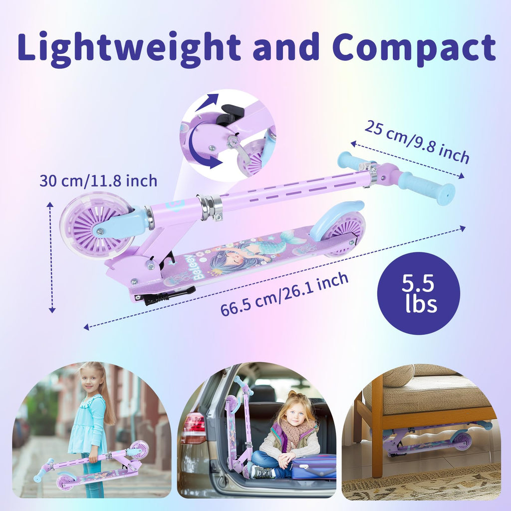 2 Wheel Folding Lightweight Kick Scooter with Light-Up Wheels X39975