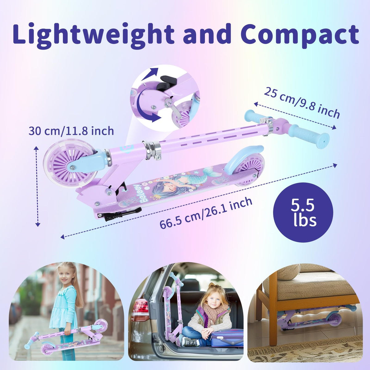 2 Wheel Folding Lightweight Kick Scooter with Light-Up Wheels X39975
