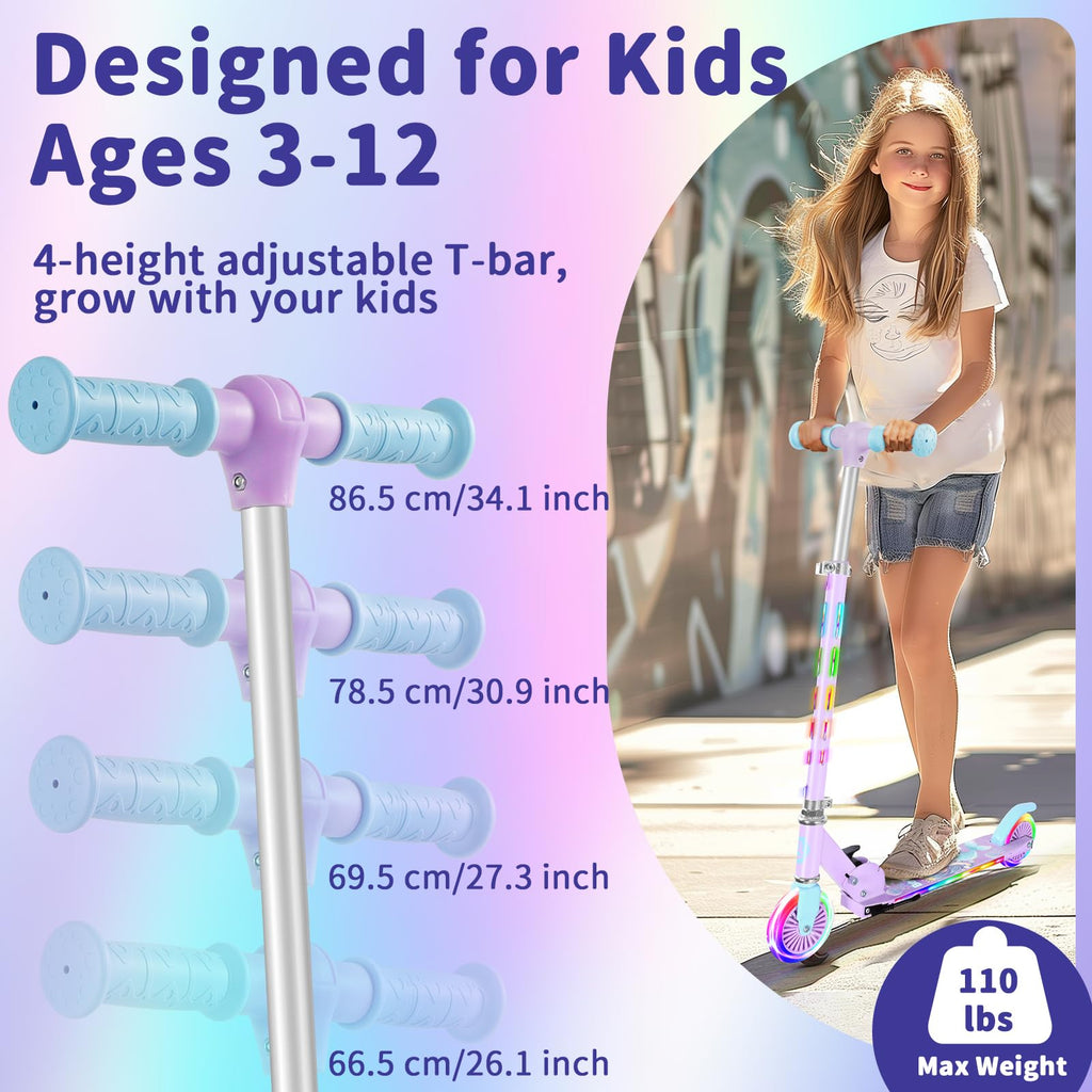 2 Wheel Folding Lightweight Kick Scooter with Light-Up Wheels X39975