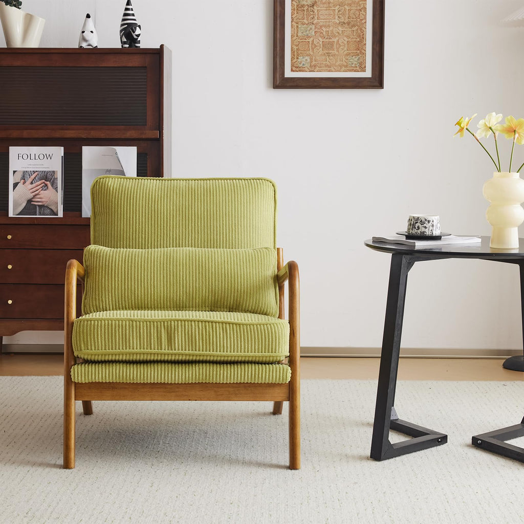 Green Corduroy Accent Chairs Set of 2 M1588