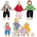 Wooden Dollhouse Dolls Family Set of 8 Miniature Figures and 2 Pets X98691