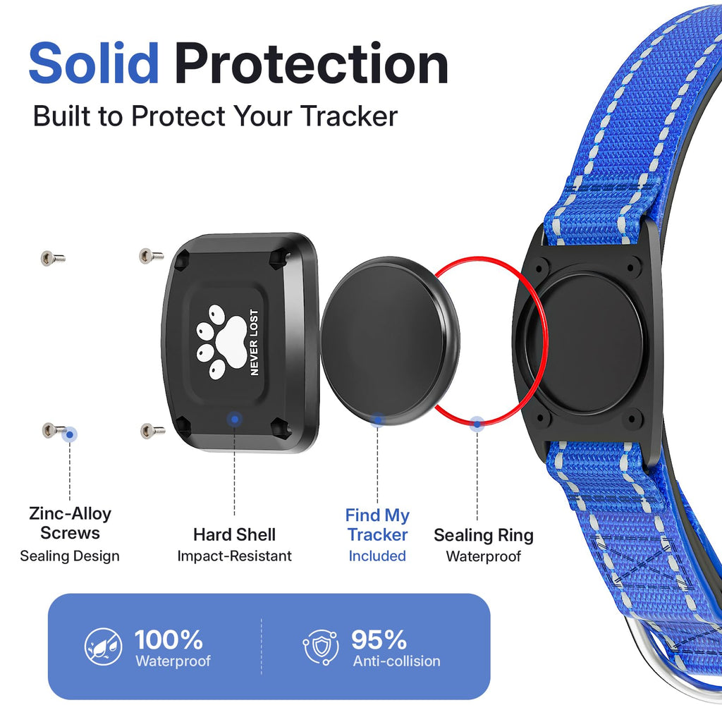 GPS Dog Collar with Tracker, Waterproof, Blue, L M4960