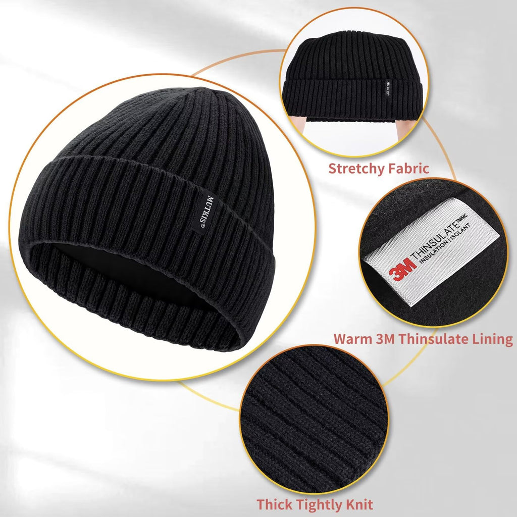 Merino Wool Knit Beanie Hat V822