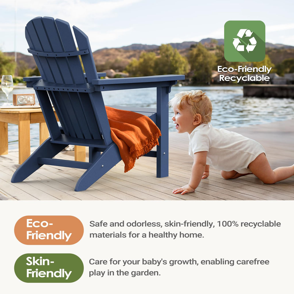 HDPE All-Weather Adirondack Chair 380 lbs Capacity Dark Blue I399
